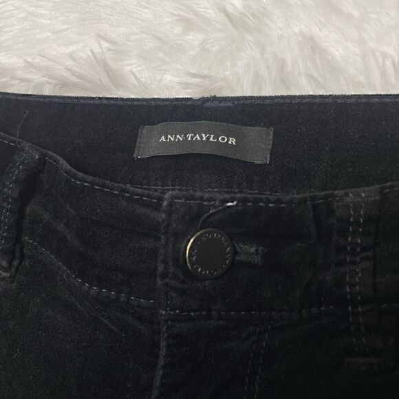 Ann Taylor Black Velvet Pants Size 0 Skinny Modern Fit Velour Stretch Low Rise - Picture 12 of 12